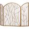 Gold Metal Tree Arched 3-Panel Fireplace Screen